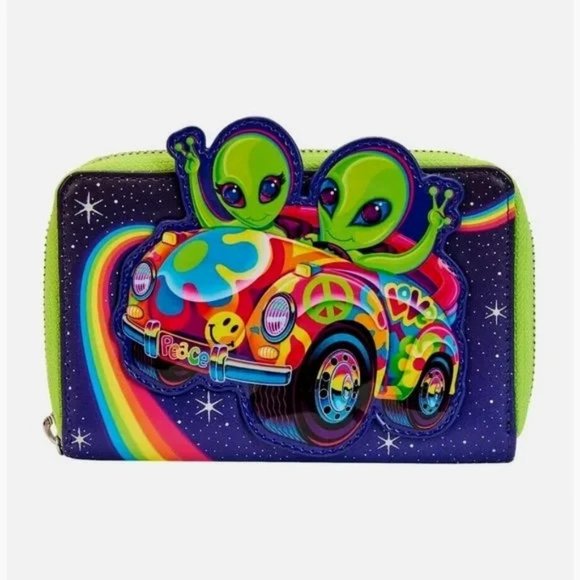 Loungefly Lisa Frank Cosmic Alien Ride Glow Mini Backpack And Wallet - Picture 3 of 8